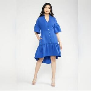 Chloe Kristyn Blue Elizabeth Midi Dress Small NWOT